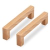 SYZOW 6 Pack Wooden Cabinet Handles Solid Wood Pulls Wooden