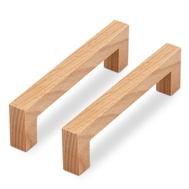 SYZOW 6 Pack Wooden Cabinet Handles Solid Wood Pulls Wooden Drawer Pull 128mm Hole Centers