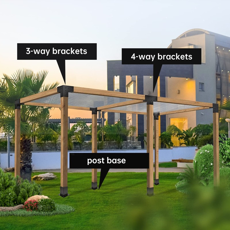 Grehitk Pergola Kit, Pergola Brackets 3-Way Right Angle Corner Bracket