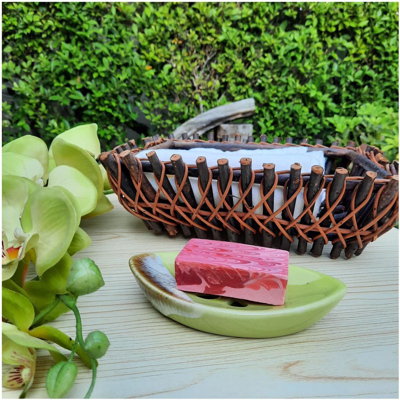 LungMongKol Shop Ceramic Soap Dish with Self Draining Tray for
