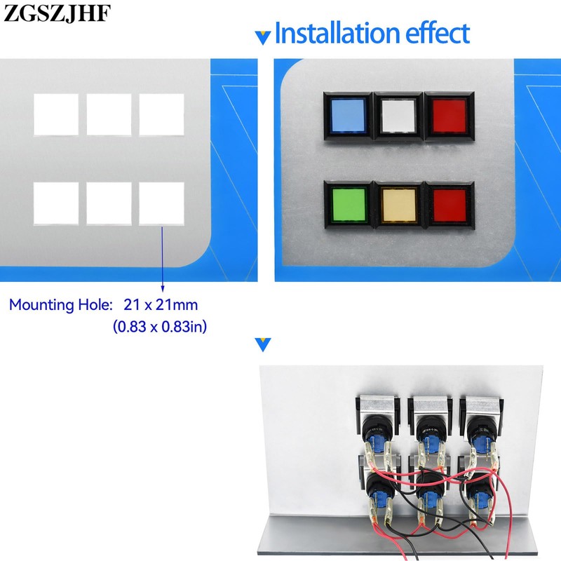 Square Momentary Push Button Switch Ultra Thin 21 * 21mm