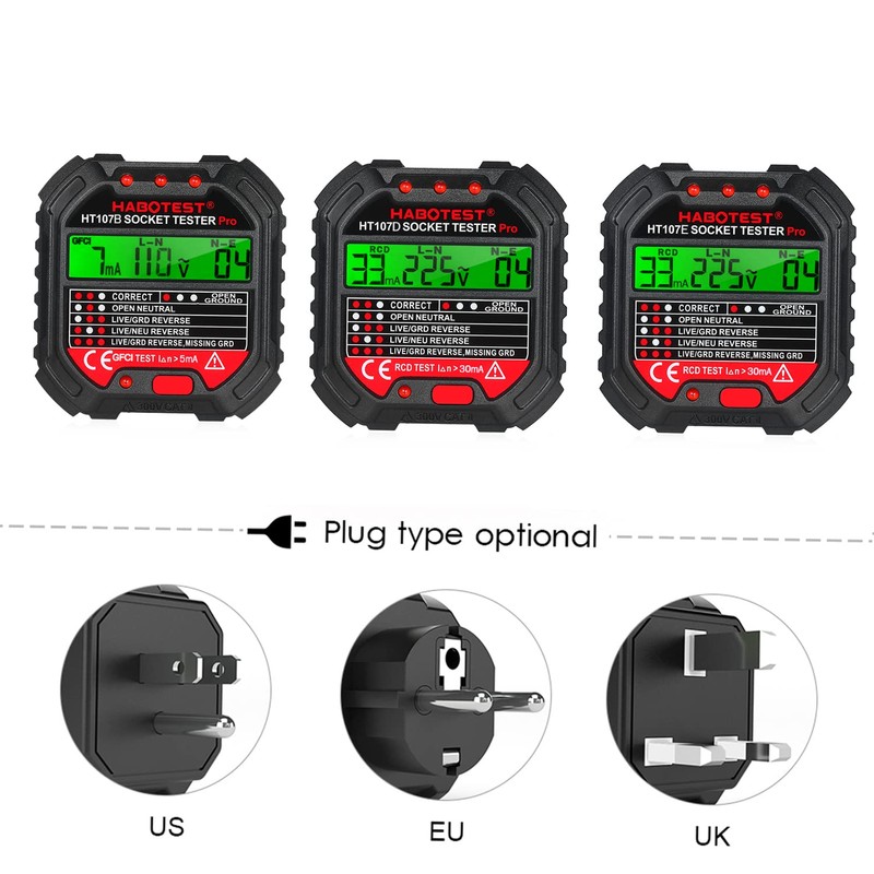 KKnoon Socket Tester with Voltage Display 90-250 V Socket Tester
