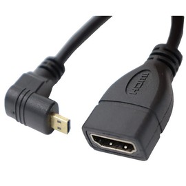 KKM-Loveshow High Speed HDMI (Female) to Micro HDMI (Male) 90°L Type Micro HDMI Converter Cable, Type D to Type A, Gold-plated Connector (Bottom L)