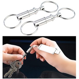 Semptec Urban Survival Technology Key Rings: Set of 2 Metal Key Rings with Quick Easyclip Mechanism (Flexible Keyring, Easy Clip Keychain), silver