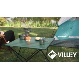 VILLEY 19 in Camping Side Table Aluminum Roll Up Folding Beach Table w/Bag Green