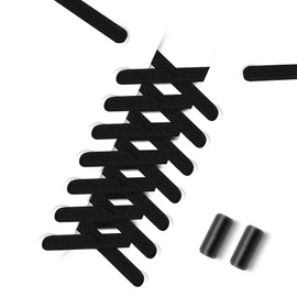 Widamin 6 Pairs of Elastic Shoelaces with Metal Closure, No Tie Shoelaces, Lazy Shoelaces Without Tying for Children and Adults (Flat Black)