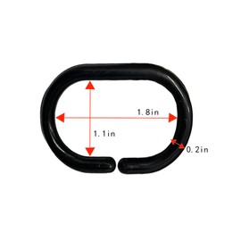 Plastic Shower Curtain Rings, Shower Curtain Hooks, 12 Pcs C Shaped Shower Hooks for Shower Curtain, Shower Curtain Hooks for Bathroom (Black)