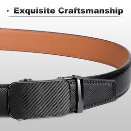 maikun Leather Belts for Men,Black Leather Belt Men,Mens Ratchet Belt,Buckley Belts for Men,Width 1 3/8”, Trim to Fit