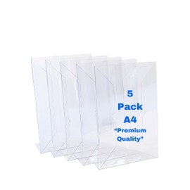 TheExhibitionShop 5 x Premium Quality Angled A4 Sign Holders | A4 Menu Holders | Table Sign Holder | Message Holder | A4 Display Holder | 100% Recyclable |