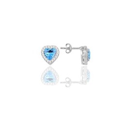 Einzelstück® Stud Earrings with Sparkling Heart 925 Sterling Silver I Heart Earrings with Zirconia Stones I Silver Women Girls I L'amour Stud Earrings, Sterling Silver, Cubic Zirconia