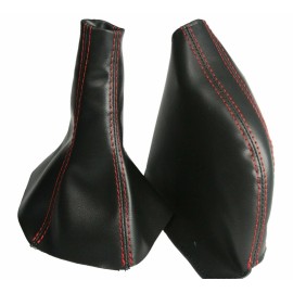 Kar Designers w/Red Stitch Vinyl Manual Shift & EBrake Boot SET For 86-92 Toyota Supra MK3