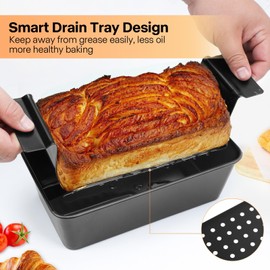 Barlket 4 Pack Meatloaf Pan with Drain Tray, Non Stick Meat Loaf Pan with Drip Tray, 9x5 Inch Meat Loaf Pan with Insert Easy Removal Perforated, Bakeware Pan for Oven Baking Bread and Roasting Meat