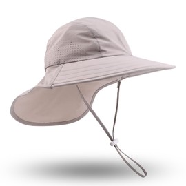 PESAAT Baby Sun Hat Unisex Sun Protection Summer Bucket Hats UPF 50+ Infant Toddler Beach Cap (0-6 Months, Gray)