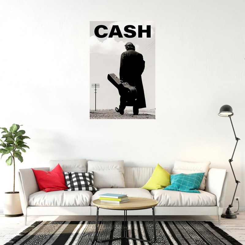 Johnny Cash - Music Poster (Walking With Guitar Case -