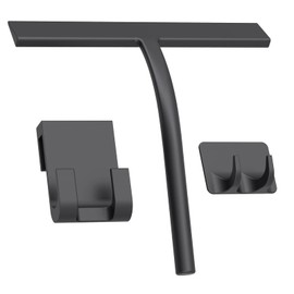 Anlynwooh All -Purpose Silicone Shower Squeegee for Shower Glass Door with Hook, Bathroom Accessories for Window Mirror Tile Car Shower Walls,Household Shower Cleaner Tool (Black, 9 inch(2hooks)