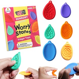 TGIFXD 6 Bright Colors Sensory Worry Stones for Kids, 10 Textures Silicone Sensory Fidget Stones, Quiet Classroom Fidget Toys for Relieve Stress, Calming Corner Items Kids for Silent Classroom Toys