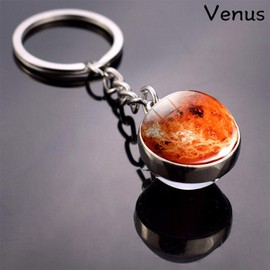 JWPavilion Glow In The Dark Solar System Planet keychain Accessories Pendant Galaxy Crystal Glass Ball Key Chain Rings Creative Gifts For Women Men Charms Luminous Globe Llaveros Keyring(Venus)