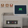 Tiptiper Nightstand with Charging Station, Grey Night Stands with Hutch,