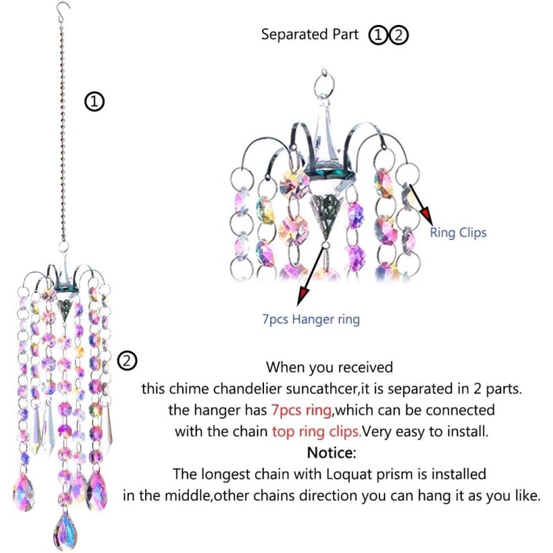 H&D HYALINE Chandelier Crystal Wind Chimes – AB Coating Prism