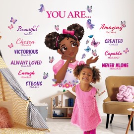 DECOWALL SG2-2315 Black Girl Magic Wall Stickers Inspirational Quotes Butterfly Wall Decals Motivational Girls Room Bedroom Baby Nursery Home Art Décor