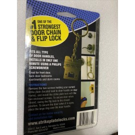 Strike Plate Locks Maximum Security Door Chain & Flip Lock, Gold