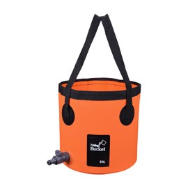 iGreely Folding Bucket, 20L Handy Folding Bucket, Easy to Clean with Tap - Perfect for Plumbing, Cleaning, Camping, Hiking, Fishing (Orange, 20L)