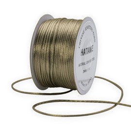 Nylon Satin Cord 2mm Rattail Cord Light Coffee String - 50 metres Chinese Knotting Cord Rat Tail Silk Cord for Bracelet Necklace Jewelry Making Macrame Trim