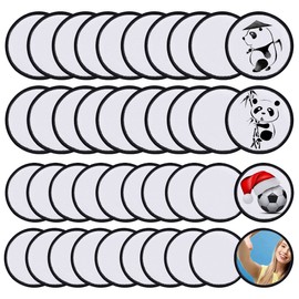 Woohome Pack of 40 Sublimation Blank Iron-On Patches, Round Blank Sublimation Patch Stickers, White/Black Frame, Patches for Hats, Clothing, Backpack, Carpet, Decorative Patches