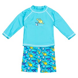 Landora®: Baby/Infant Swimwear Set, Long-sleeved, Set of 2 with UV Protection 50+ and Oeko-Tex 100 Certification, in Turquoise - 62-68