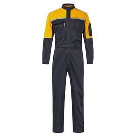 KTWOLEN Mens Reflective Coverall Work Mechanics Coverall Work Suit Hi Vis Jumpsuit Bicolor Overalls, Black+Yellow, XXL