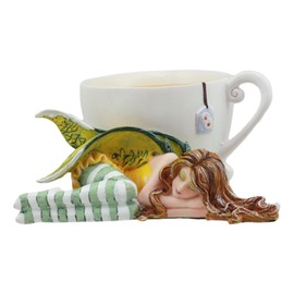 Ebros Amy Brown Healing Herb Chamomile Tea Cup Sleeping Fairy Statue Sweet Addictions Festive Figurine Collectible