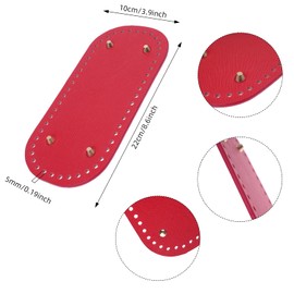 VIDELLY 6 Pieces PU Leather Bag Bottom for Crochet,Oval Long Crochet Bags Nail Bottom Shaper Pad Bag Cushion Base with Holes for DIY Knitting Purse Handbag Bag Making Accessories,8.6x3.9in,6Style