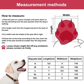 Muecleao Dog Boots, Set of 4 Dog Shoes for Injured Paws, Waterproof Dog Shoes with Reflective Straps and Anti-Slip Sole, Paw Protectors for Small Medium Large Dogs (Red, L)