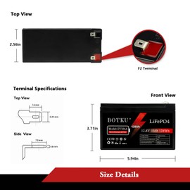 BOTKU 12V 10Ah Lithium LiFePO4 Deep Cycle Battery, 3000+ Cycle Rechargeable Lithium Iron Phosphate Battery for Solar, Fish Finder, Power Wheels, Lighting, Off-Grid Applications with 10A BMS