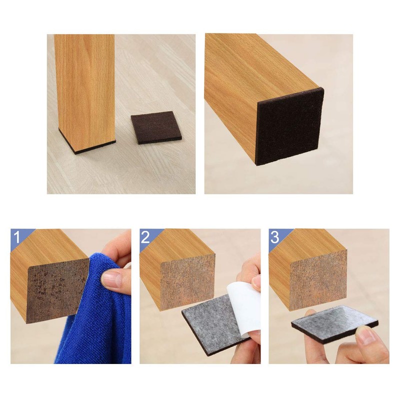 uxcell 16pcs Furniture Pads Square 3/4" Self-stick Non-slip Anti-scratch Felt