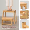 BEKVEM Bamboo Folding Step Stool with Sturdy Structure and Wide