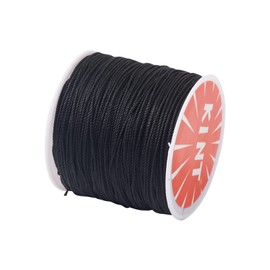 Cheriswelry 0.5mm Round Waxed Polyester Cords Threads 116m Beading Cord with Spool for Jewelry Braided Bracelets Macrame Black