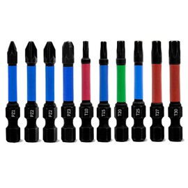 HAFRILY 50 mm Torx Bit Set S2 Steel Bit Set Torx with 1/4 Inch Hex Shank Wrench Det Strong Magnetic for Impact Wrench Pozidriv Screwdriver (PZ1-PZ3, T10-T30)