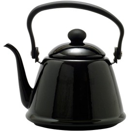 Noda Horo Drip Kettle II Enamel, 0.6 gal (2 L), Induction Compatible, Black, Made in Japan DK-200BK