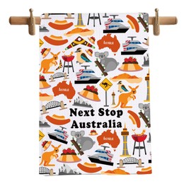 MNIGIU Australia Symbols Souvenir Kitchen Towel Australia Vcation Gift Australia Trip Dish Towel Australia Culture Gift
