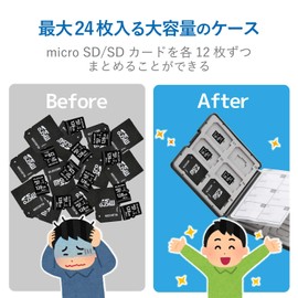 エレコム メモリカードケース SD ケース プラスチック SD12枚 + microSD12枚収納 ブラック CMC-SDCPP24BK