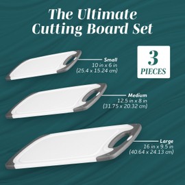 Cutting Boards for Kitchen - BPA-Free Chopping Board - Different Sizes & Non Slip Handles - Reversible, Large Cutting Board Set - Unique Gifts for Cooks Who Have Everything - 3-Pack Black