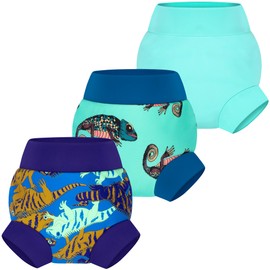 BIG ELEPHANT Baby Swim Nappies 3 Pack Reusable Adjustable Washable Waterproof Swim Nappy for Boys Girls 3T
