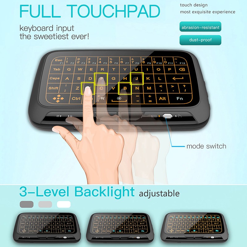 H18+ 2.4GHz Wireless Keyboard Full Touchpad Backlight Keyboard with Large