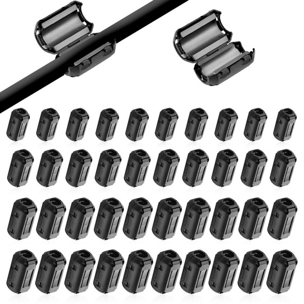 Riisoyu Pack of 40 Ferrite Cores for Cables, Ferrite Ring