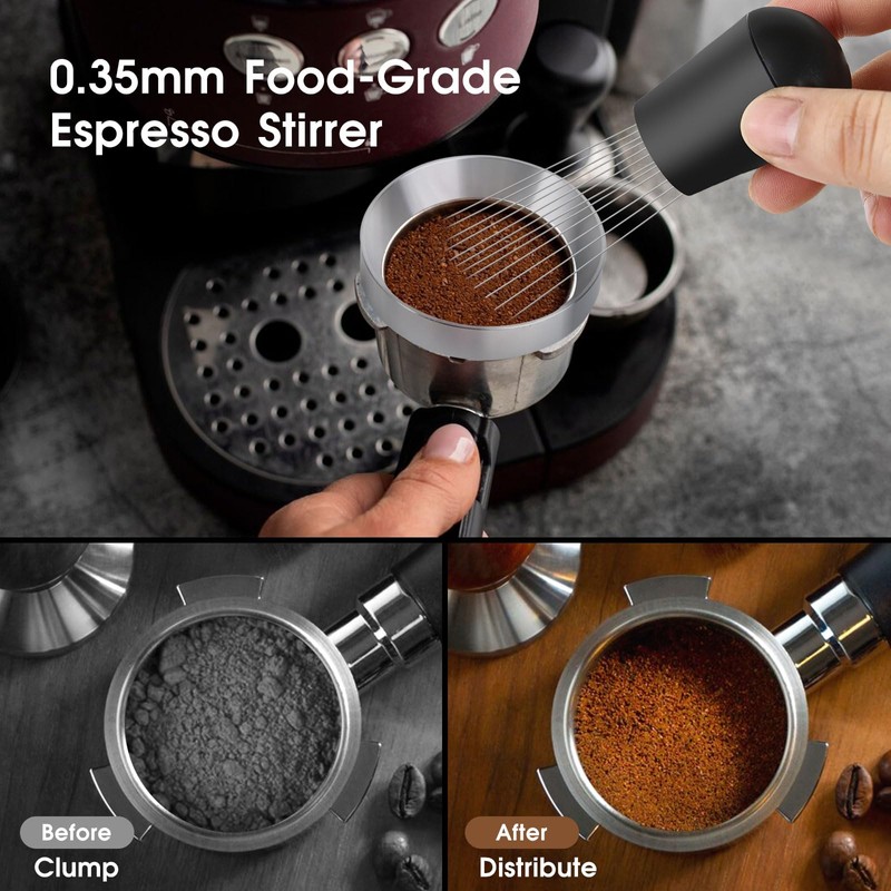 Reoszeank 51mm Espresso Accessories Kit, Spring Loaded Calibrated Tamper, WDT
