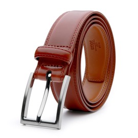 LCG LUCHENGYI Mens Genuine Leather Dress Belt Classic Casual Belt with Single Prong Buckle for Jeans Pants Work and Business