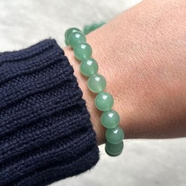 CHELYQST Green Aventurine Bracelet - Stone of Wealth,Stretch Natural Stone Crystal Beads Jewelry Gifts for Women Men Unisex Adult,8mm