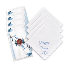 Mother of Bride Gifts Wedding Handkerchief, Something Blue Gift for Bride, Father of Brides Gift Wedding Registry Ideas, Mother in Law Weddings Gifts, Weddings Day Essentials, Happy Tears - BOL x 4