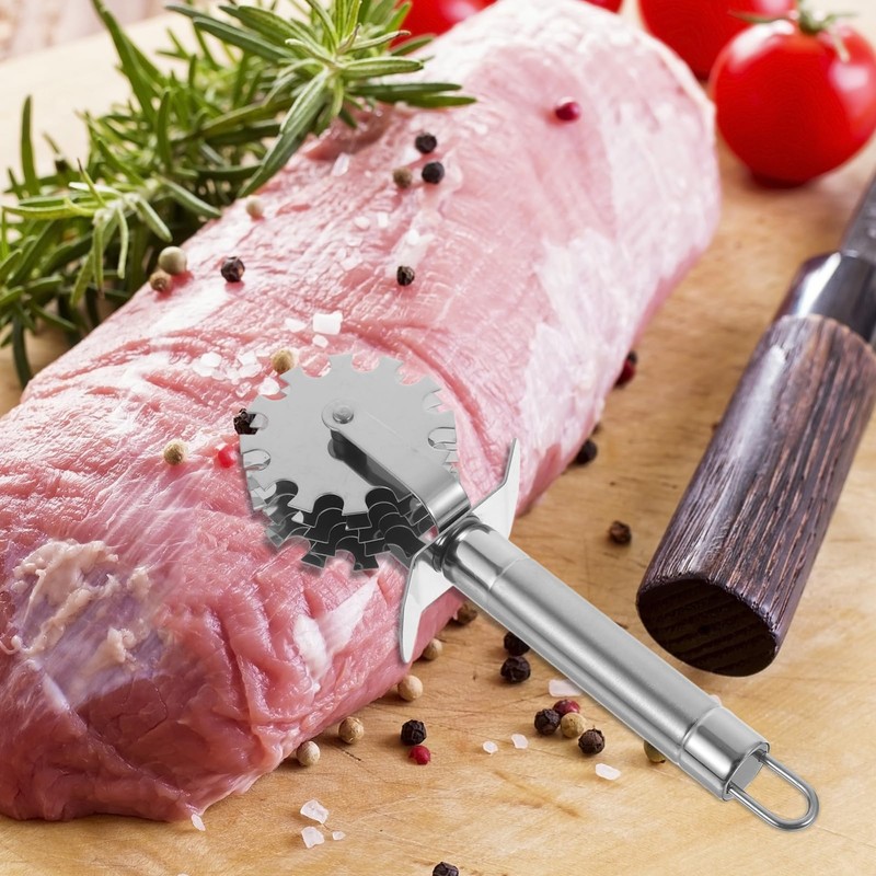 Meat Tenderizer Roller- Stainless Steel 5 Wheel Meat Rolling Hammer